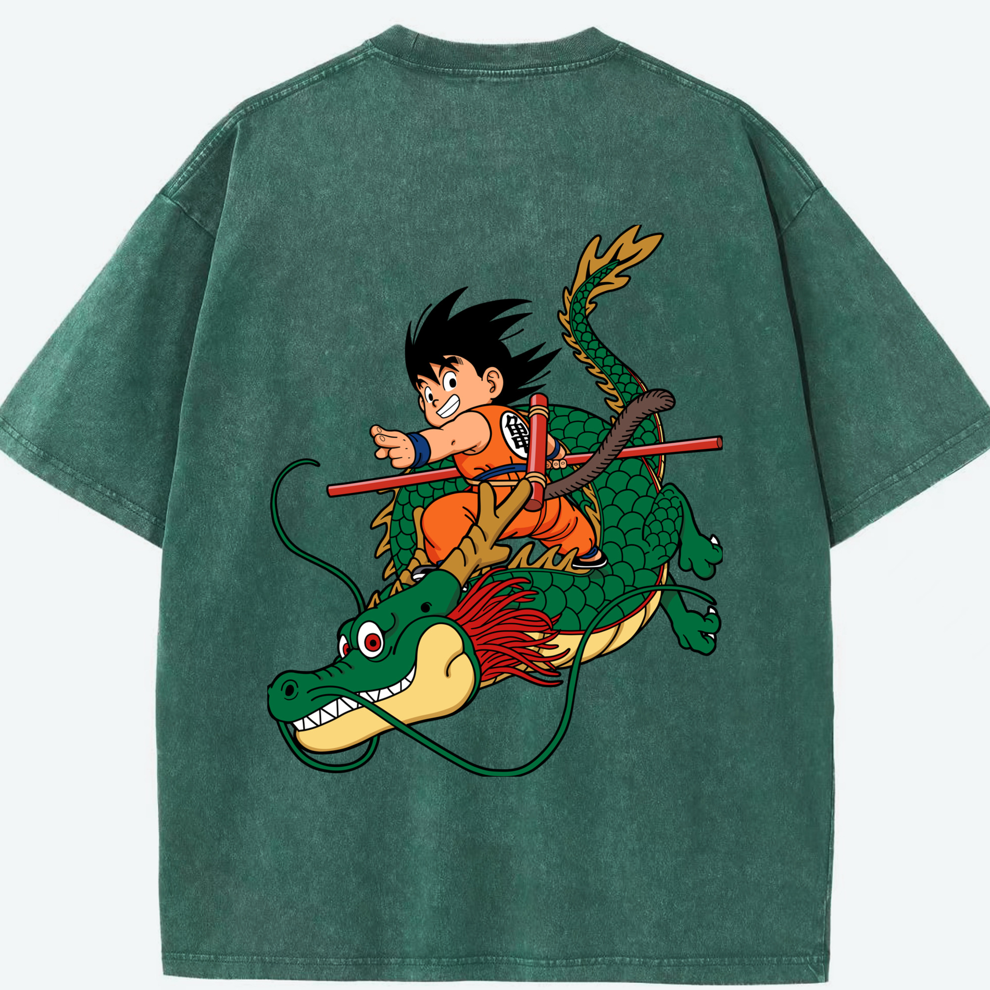 （画像用） ドラゴンボール 孫悟空（そん ごくう）Son Goku カカロット DRAGON BALL Kakarotto 綿100% ヴィンテージ風 半袖Tシャツ（背面プリント）